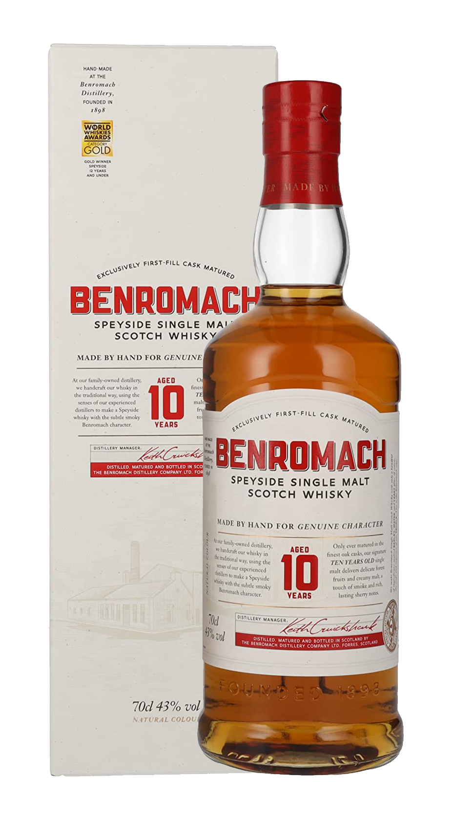 BENROMACH SCOTCH SINGLE MALT SPYSIDE 86PF 10YR 750ML Spirits