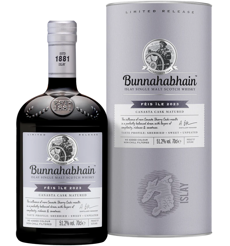 BUNNAHABHAIN SCOTCH SINGLE MALT CANASTA CASK MATURED FEIS ILE 2023 700ML LIQ