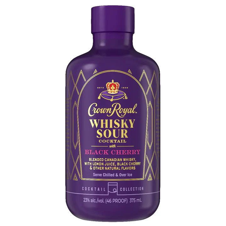 CROWN ROYAL WHISKY SOUR COCKTAIL BLACK CHERRY 375ML LIQ