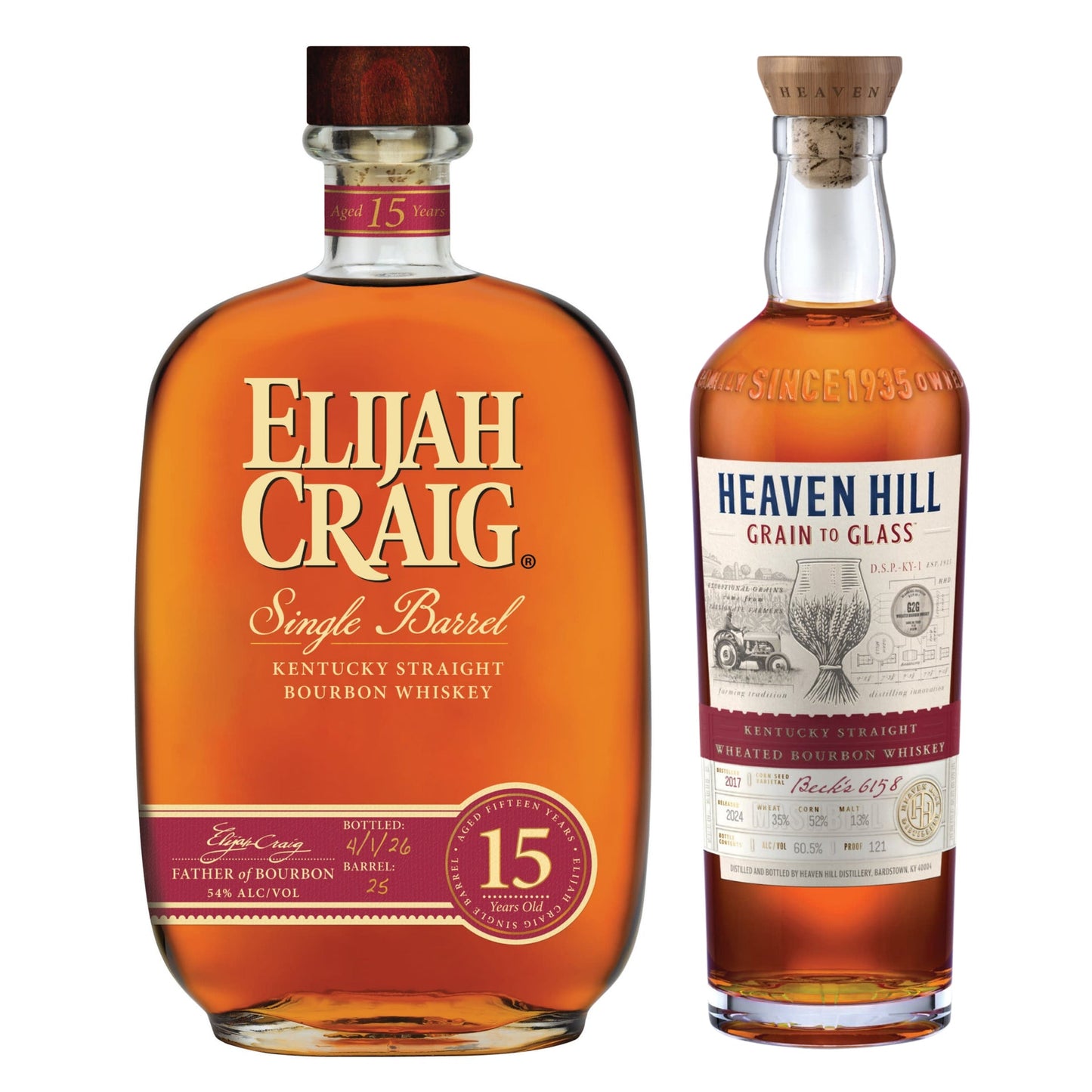 Elijah Craig Boubon 15YR + Heaven Hill Wheated Bourbon 2026 Grain to Glass 700ML