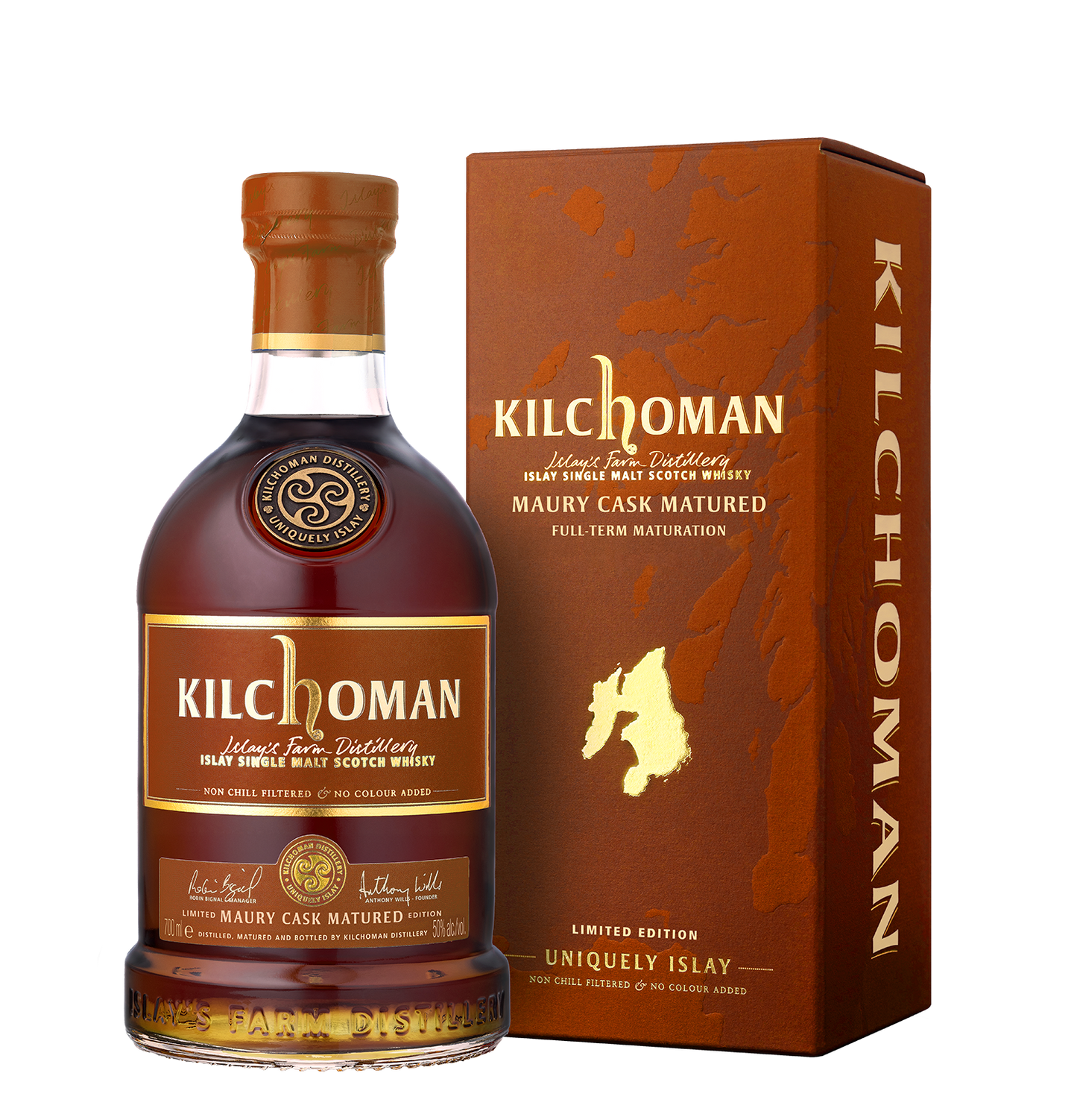 KILCHOMAN SCOTCH SINGLE MALT MAURY CASK MATURED ISLAY 700ML LIQ