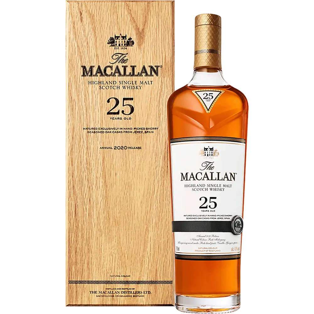 MACALLAN SCOTCH SINGLE MALT SHERRY CASK 86PF 25YR 750ML Spirits