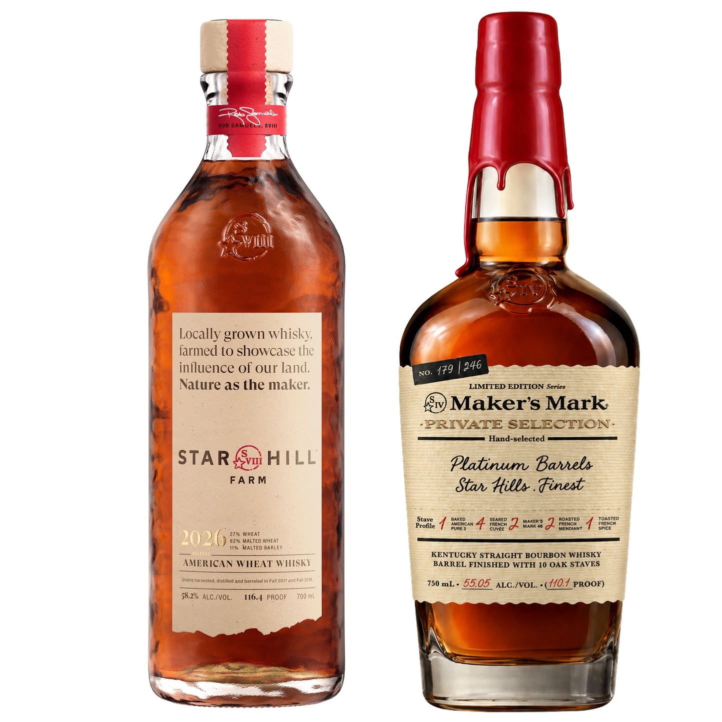 Star Hill Farm Wheat Whiskey 2026 + Makers Mark Bourbon "Star Hills Finest" Private Barrel Select 750ML