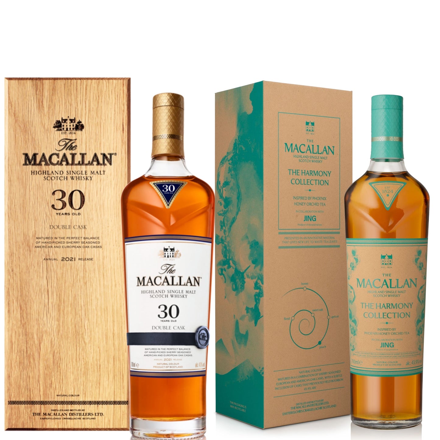 Macallan Double Cask Scotch 30YR + Macallan Harmony Phoenix Honey Orchid Tea