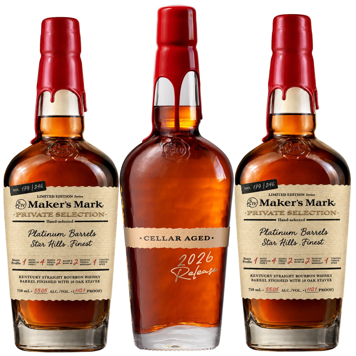 Makers Mark Cellar Aged Bourbon 2026 + 2 Makers Mark Private Select Bourbon 750ML