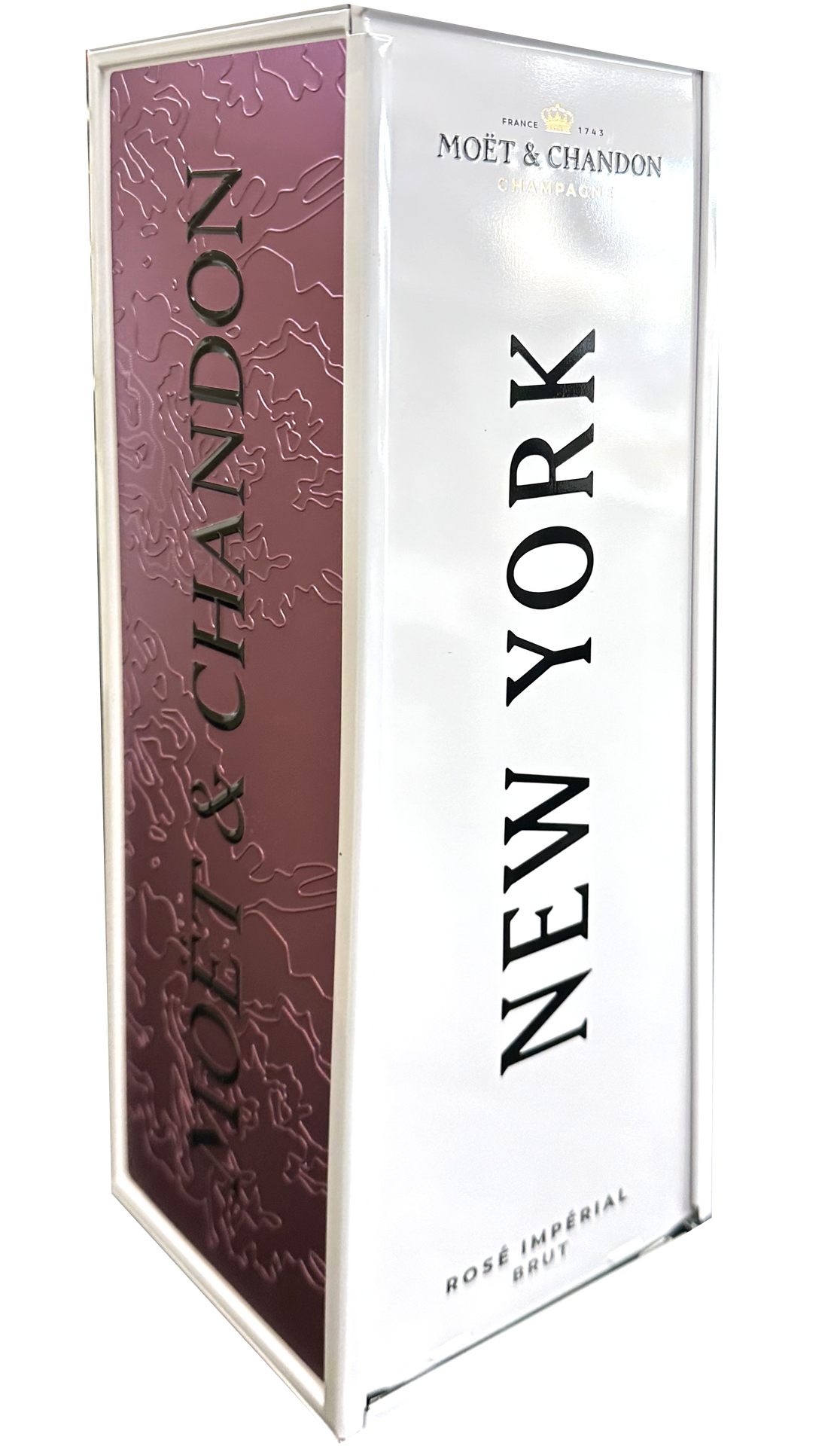 MOET & CHANDON CHAMPAGNE BRUT ROSE IMPERIAL NEW YORK METAL BOX EDITION FRANCE 750ML WINE