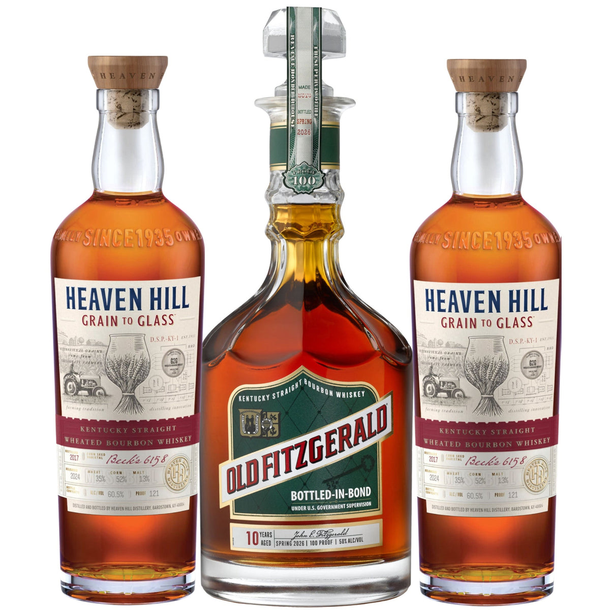 Old Fitzgerald Bourbon Bottled In Bond Spring 2026 10YR + 2 Heaven Hill Grain To Glass Wheated Bourbon 700ML