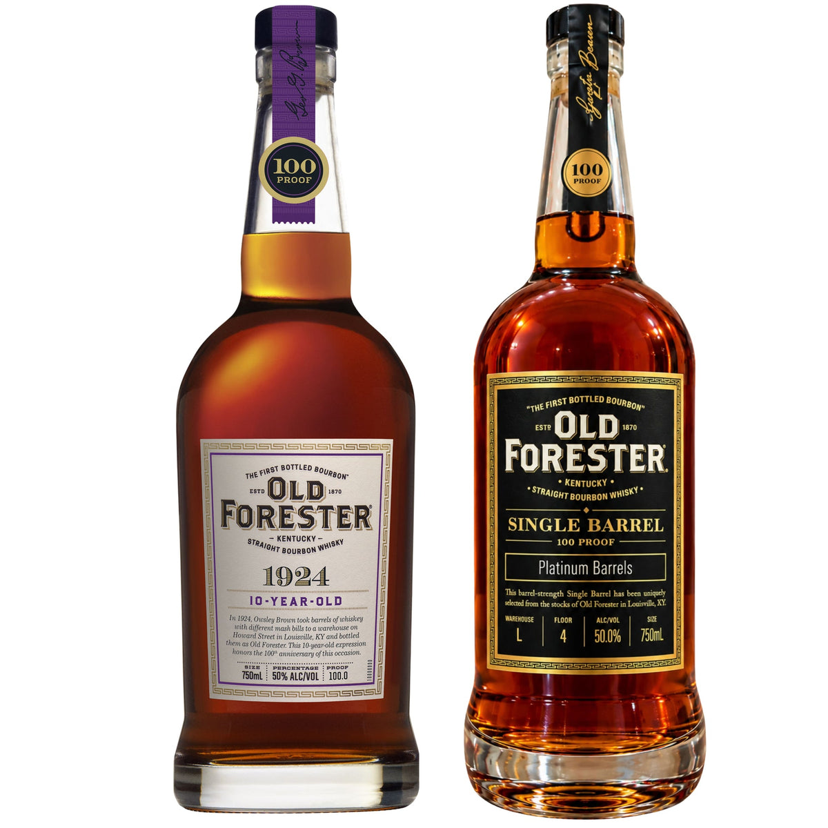 Old Forester Bourbon 1924 10YR + Old Forester Bourbon Private Single Barrel 100PF