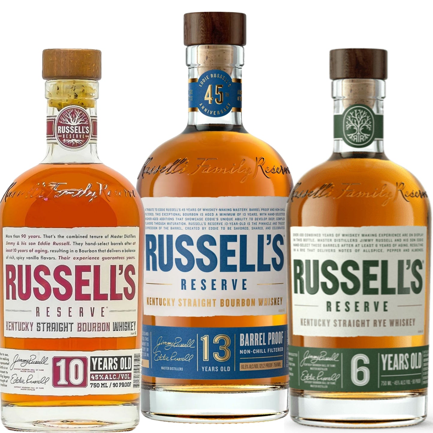 Russell's Reserve Bourbon Spring 2026 13YR + Russell's Reserve Rye Whiskey 6YR + Russell's Reserve Bourbon 10YR 750ML