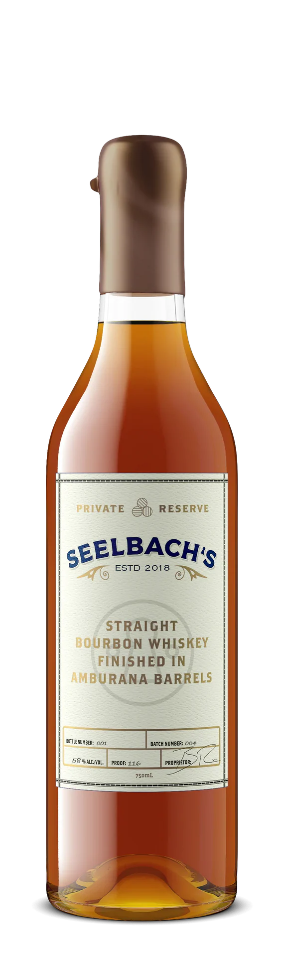 SEELBACHS BOURBON PRIVATE RESERVE FINISHED IN AMBURANA BARRELS KENTUCKY 750ML LIQ