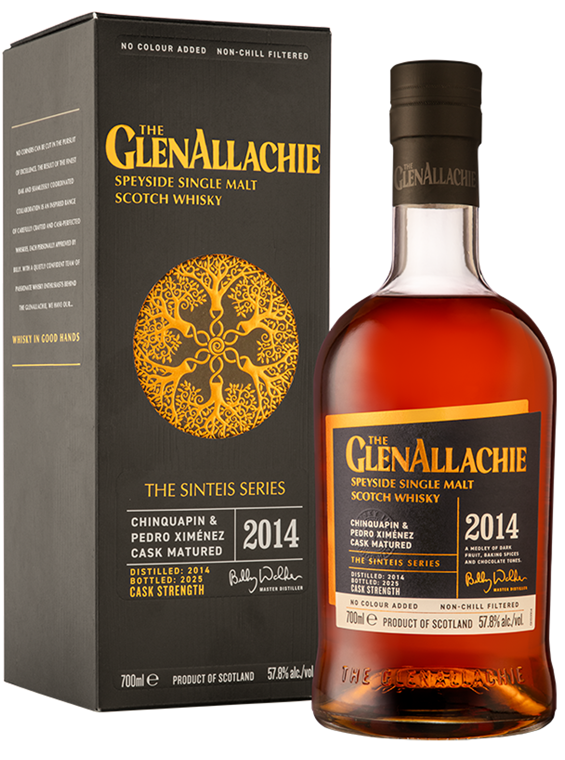 GLENALLACHIE SCOTCH SINGLE MALT THE SINTEIS SERIES CHINQUAPIN & PX CASK MATURED SPEYSIDE 2014 700ML LIQ