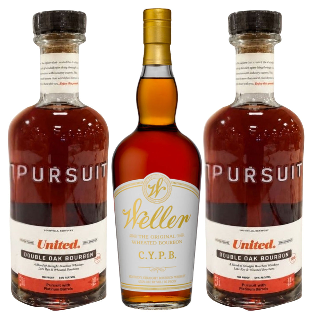 Weller Wheated Bourbon CYPB + 2 Pursuit United Bourbon Private Single Barrel Select