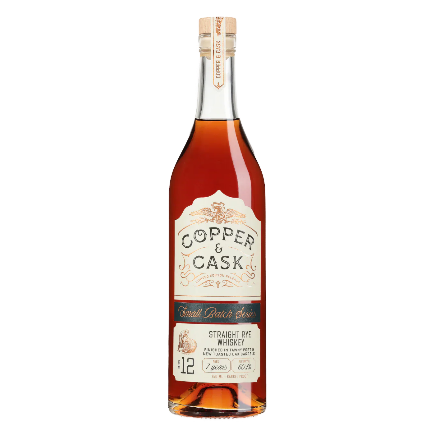 COPPER & CASK WHISKEY RYE STRAIGHT SMALL BATCH SERIES INDIANA 7YR 750ML LIQ