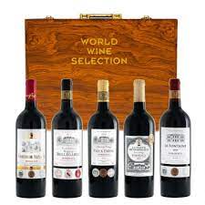 WORLD WINE GIFT BOX WITH 5 BORDEAUX WINE (VIEUX, COMTE DE ARNAUD,LA FONTAINE,VIEUX FRENE, LA FLEUR) FRANCE Wine