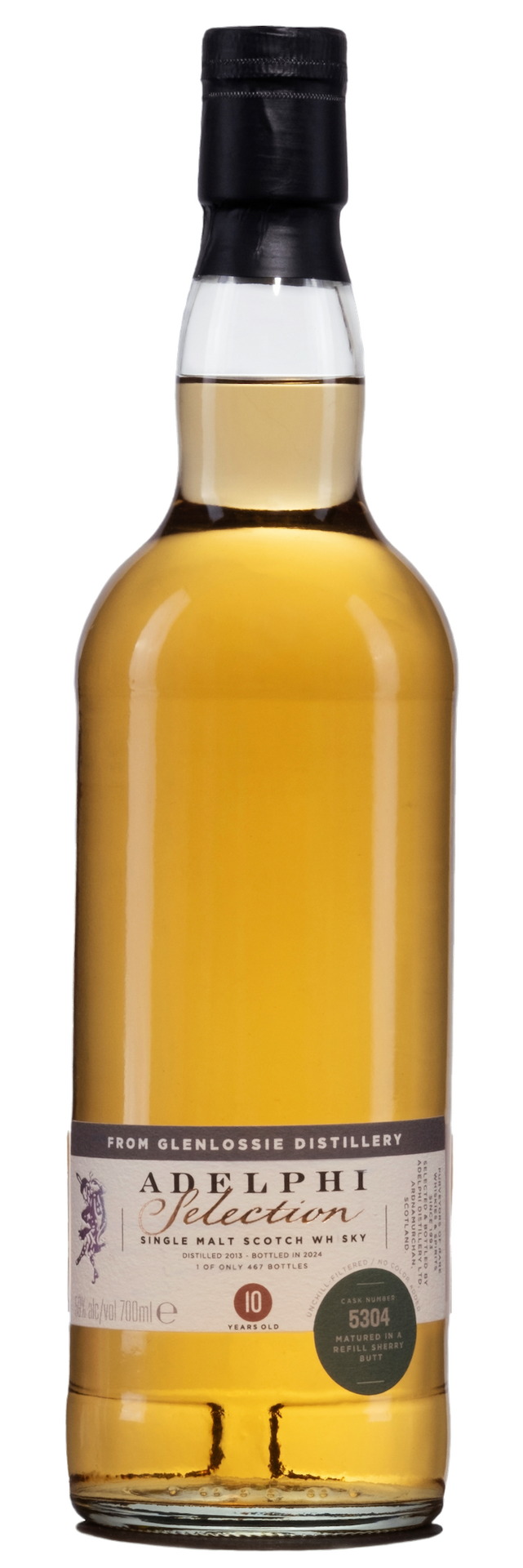 ADELPHI SCOTCH SINGLE MALT MATURED IN REFILL SHERRY BUTT FROM GLENLOSSIE DISTILLERY 10YR 700ML