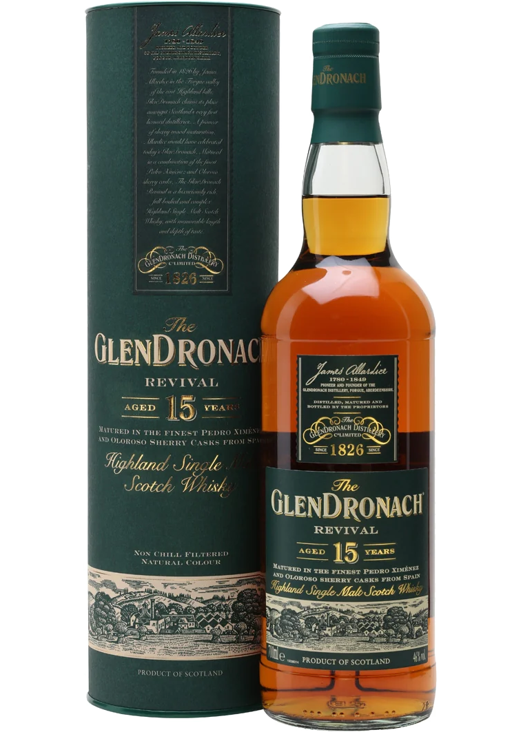 GLENDRONACH SCOTCH SINGLE MALT SHERRY CASK MATURED HIGHLAND 15YR 700ML Spirits