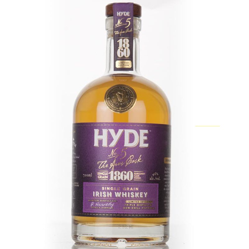 HYDE WHISKEY NO 5 SINGLE GRAIN BURGUNDY CASK FINISH IRISH 750ML Spirits