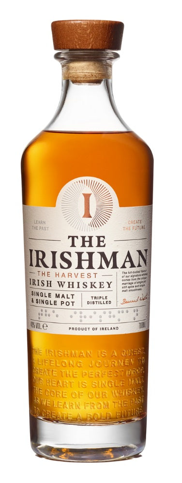THE IRISHMAN WHISKEY THE HARVEST SINGLE MALT SINGLE POT TRIPLE DISTILLED IRELAND 750ML LIQ