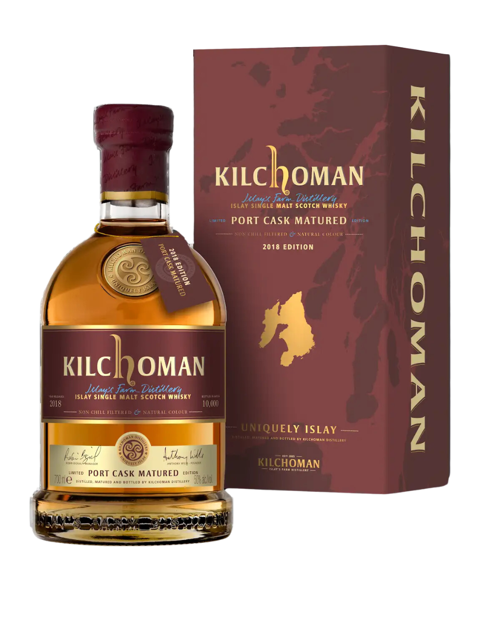 KILCHOMAN SCOTCH SINGLE MALT PORT CASK MATURED ISLAY 700ML LIQ