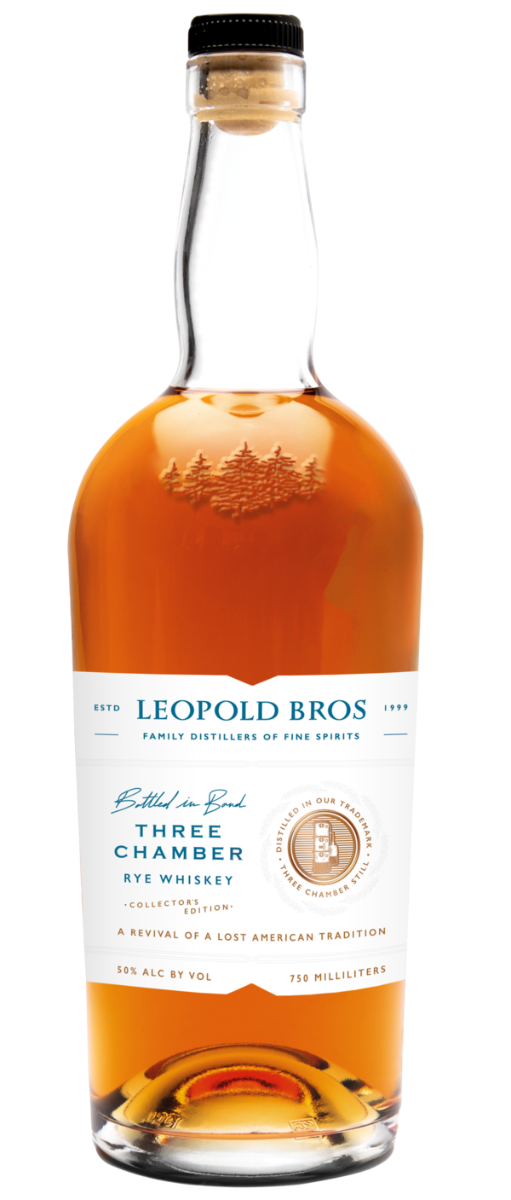 LEOPOLD BROS WHISKEY RYE THREE CHAMBER COLLECTORS EDITION BOTTLE IN BOND COLORADO 750ML Spirits