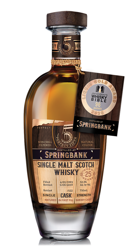 PERFECT FIFTH SPRINGBANK SCOTCH SINGLE MALT MATURED IN FIRST FILL SHERRY CASK STRENGTH 25YR 700ML Spirits