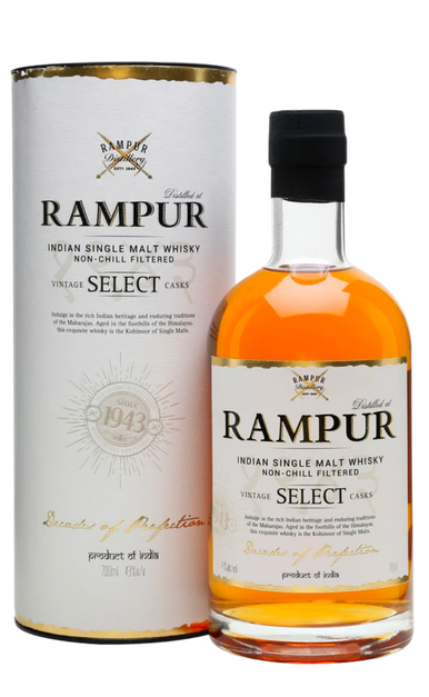 RAMPUR SINGLE MALT WHISKY VINTAGE SELECT CASKS 2022 LIMITED EDITION INDIA 86PF 750ML LIQ