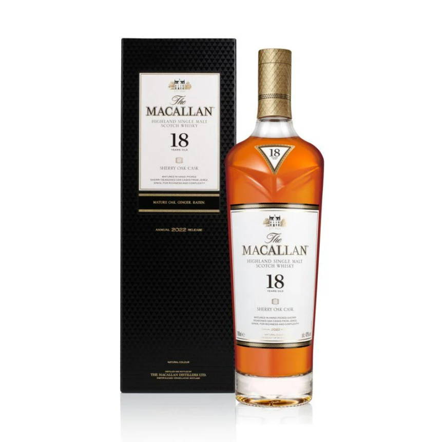 MACALLAN SCOTCH SINGLE MALT SHERRY CASK HIGHLAND 18YR 750ML Spirits