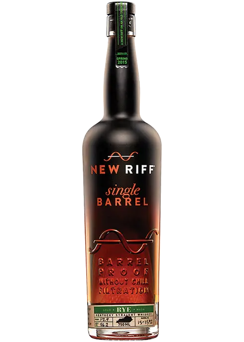 NEW RIFF WHISKEY RYE SINGLE BARREL SOUR MASH BARREL PROOF KENTUCKY 750ML