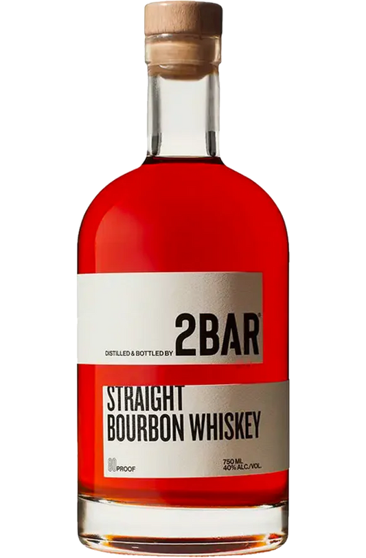 Bottle of 2BAR Bourbon Straight 750ml from Washington, displaying rich amber color and craft distillery label