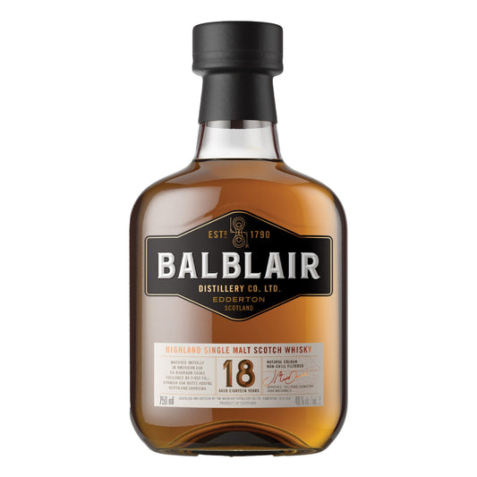 BALBLAIR SCOTCH SINGLE MALT HIGHLAND 18YR 750ML Spirits
