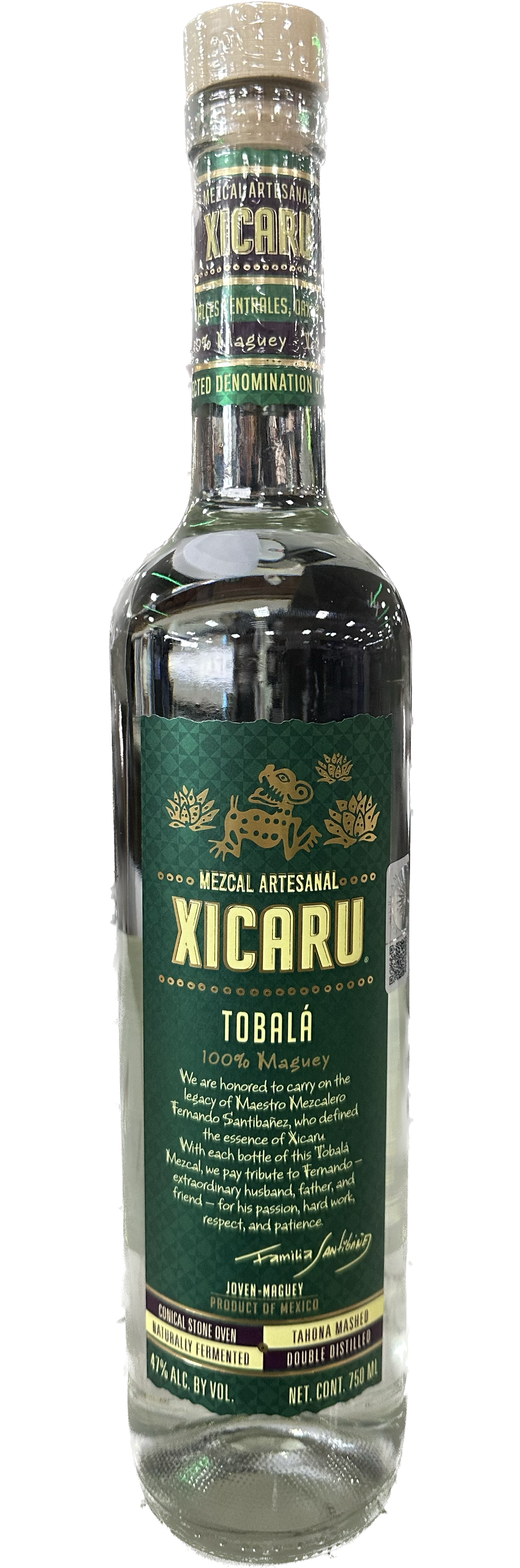 XICARU MEZCAL ARTESANAL TOBALA JOVEN MAGUEY 750ML