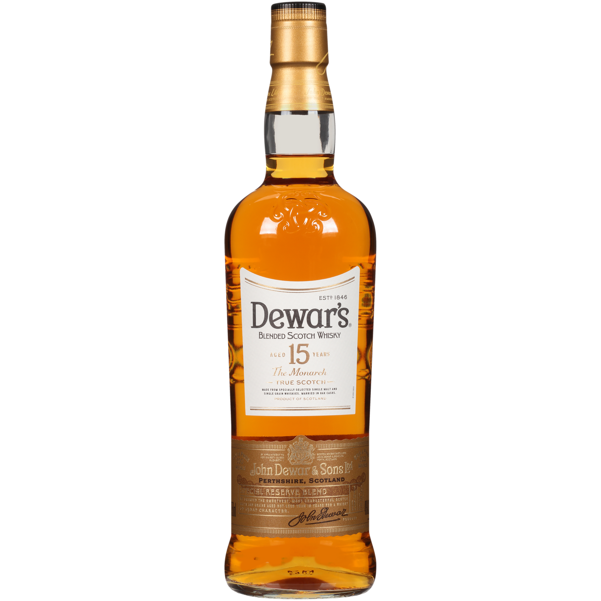 DEWARS SCOTCH BLENDED THE MONARCH 15YR 750ML Spirits