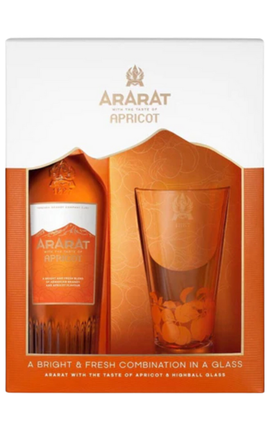 ARARAT BRANDY APRICOT GFT PK W/ GLASS ARMENIA 750ML LIQ