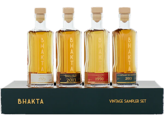 BHAKTA VINTAGE SAMPLER SET ( ARMEGNAC 1973,JAMAICAN RUM 1990, RYE 2013, BOURBON CASK FIN 2013 ) 4X50ML LIQ