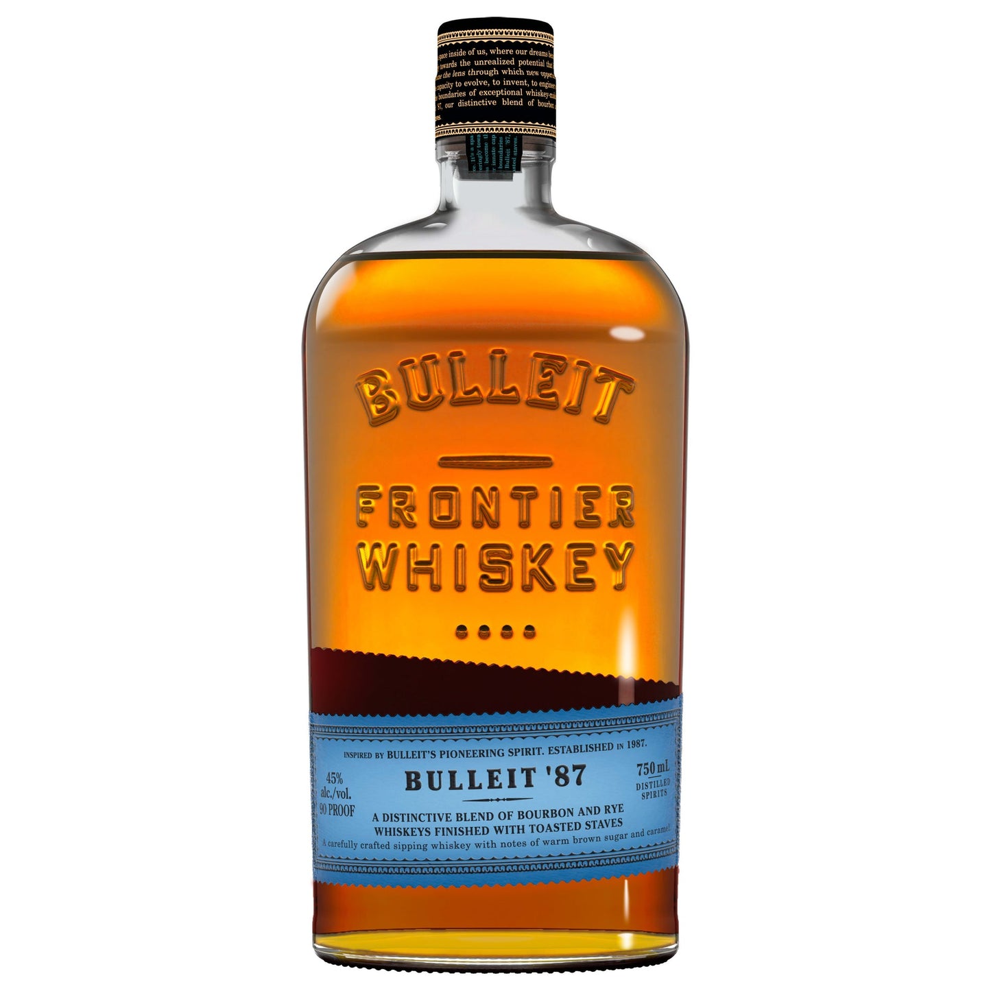 BULLEIT '87 BOURBON & RYE BLENDED WHISKEYS KENTUCKY 750ML LIQ