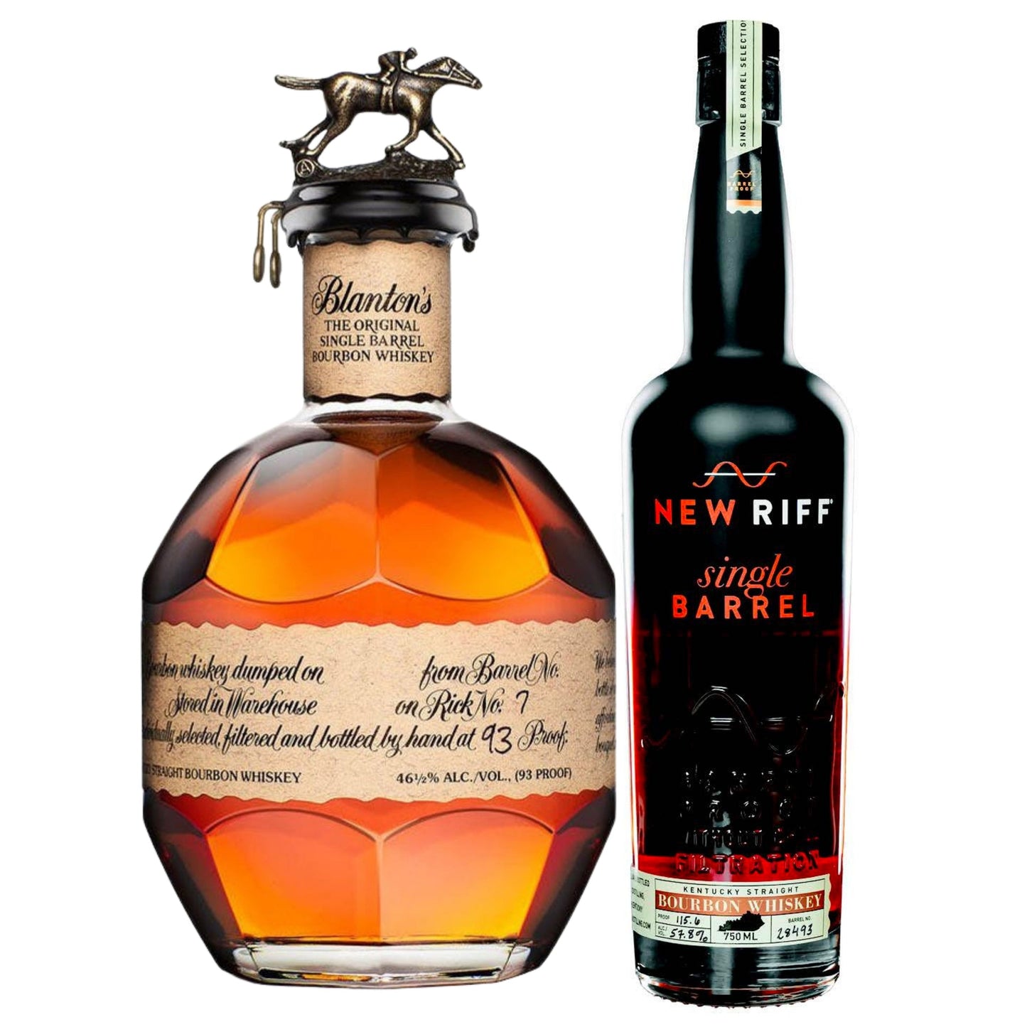 Blantons Single Barrel Bourbon + New Riff Bourbon Private Selection 4YR 750ML