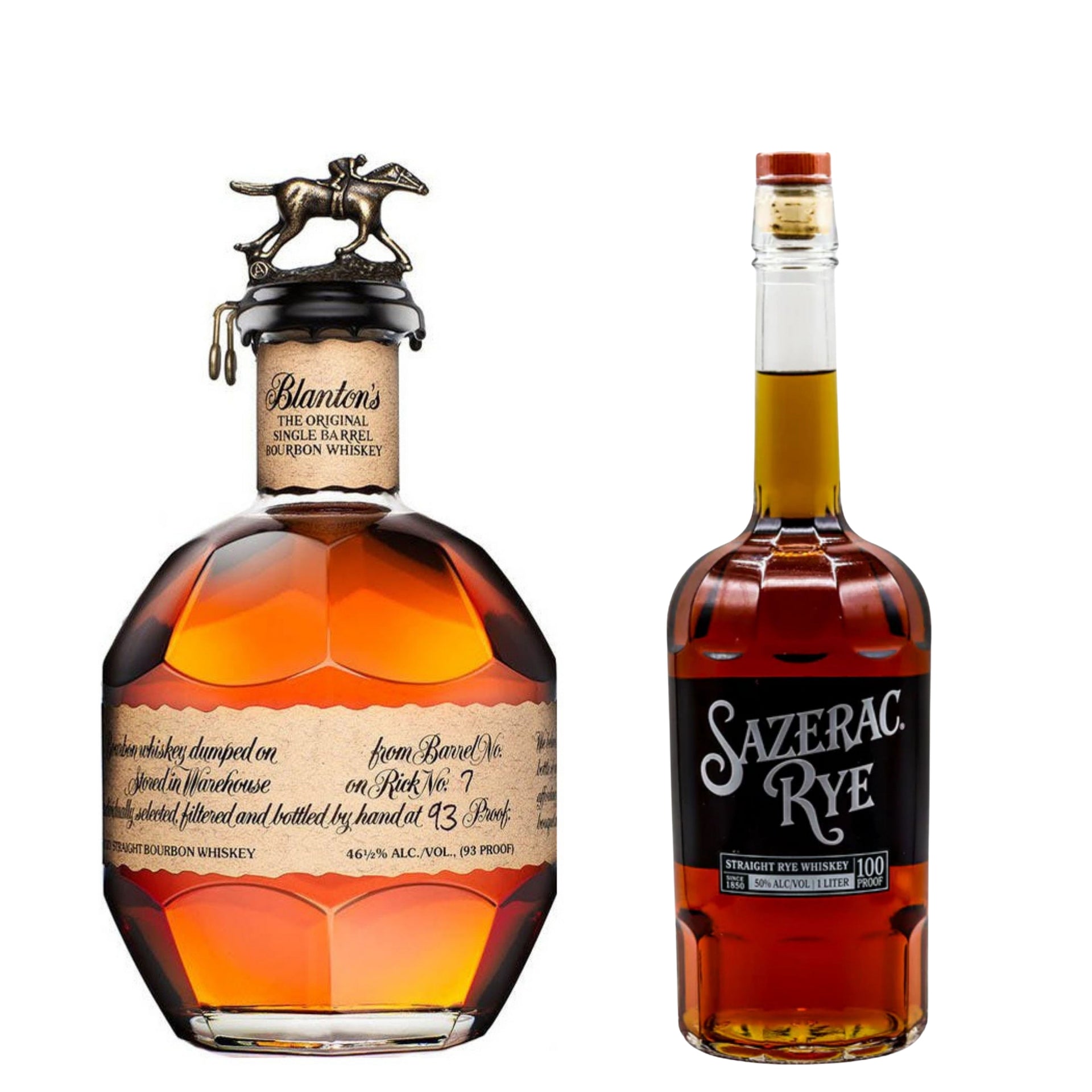 Blanton's Bourbon 750ML + Sazerac Rye 100PF 1LI