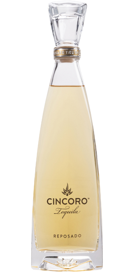 Cincoro Reposado Tequila 375ml bottle, featuring elegant gold and black label detailing, emphasizing its premium reposado quality aged in oak barrels.
