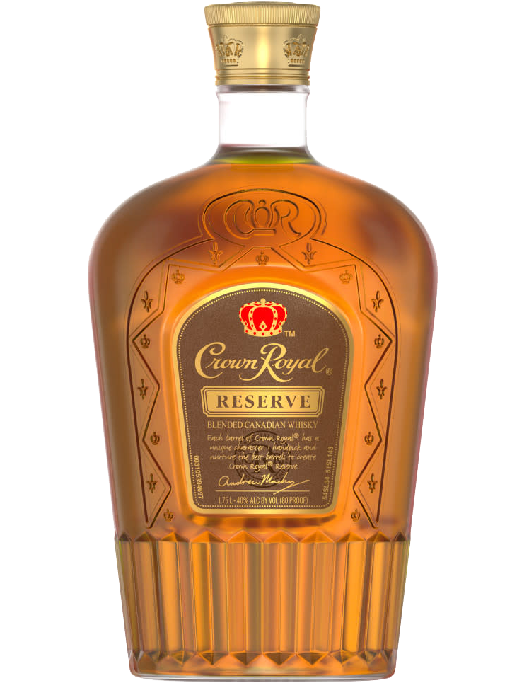 Crown Royal Special Reserve Canadian Whiskey 750ml bottle, elegantly displayed with its signature purple velvet bag. The bottle features intricate label detailing, highlighting the premium quality and craftsmanship of this finely blended Canadian whiskey
