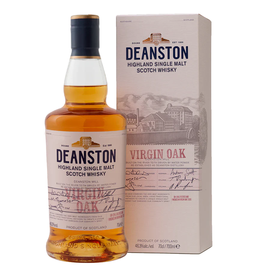 DEANSTON SCOTCH SINGLE MALT UN CHILL FILTERED VIRGIN OAK CASK HIGHLAND 92.6PF 750ML Spirits