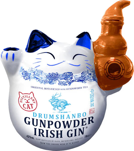 DRUMSHANBO GUNPOWDER GIN IRISH CAT CERAMIC BOTTLE 700ML