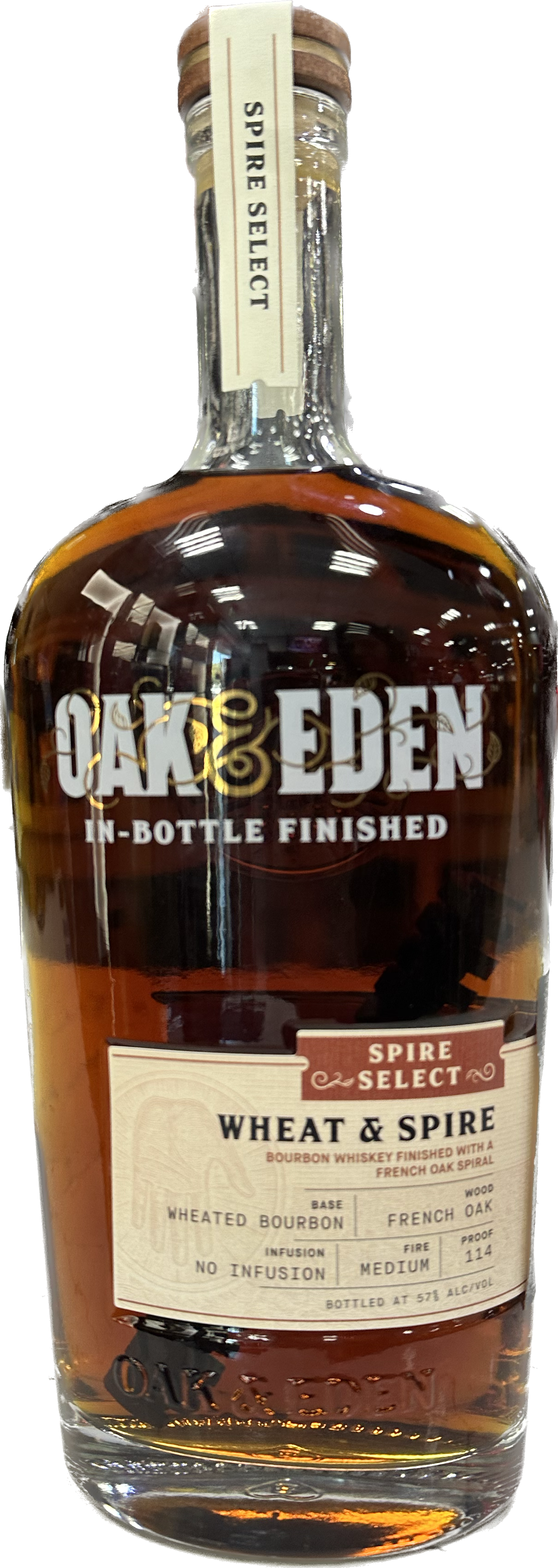 OAK & EDEN BOURBON WHEAT & SPIRE FRENCH OAK SELECTED BY PLATINUM BARRELS INDIANA 750ML