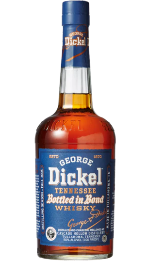 GEORGE DICKEL Whisky Bottled in Bond Tennessee 12YR 750ml bottle. The label clearly displays its age and origin, showcasing the rich amber color of the whisky, suitable for collectors and whisky lovers