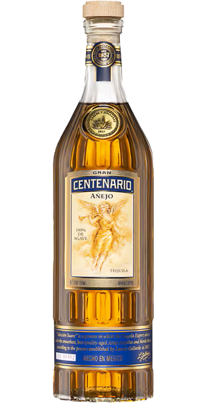 Gran Centenario Tequila Añejo 1.75L with a rich amber color, showcasing its premium aged quality. The label features the Gran Centenario logo and elegant gold accents, highlighting its smooth and refined flavor. Perfect for tequila enthusiasts seeking a high-quality Añejo tequila.