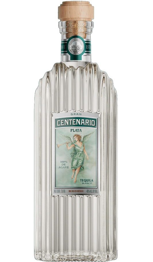 Gran Centenario Tequila Plata, 1.75L, featuring a crystal-clear liquid with elegant labeling and traditional Mexican design. Highlighting its premium quality, made from 100% blue agave, perfect for cocktails or sipping.