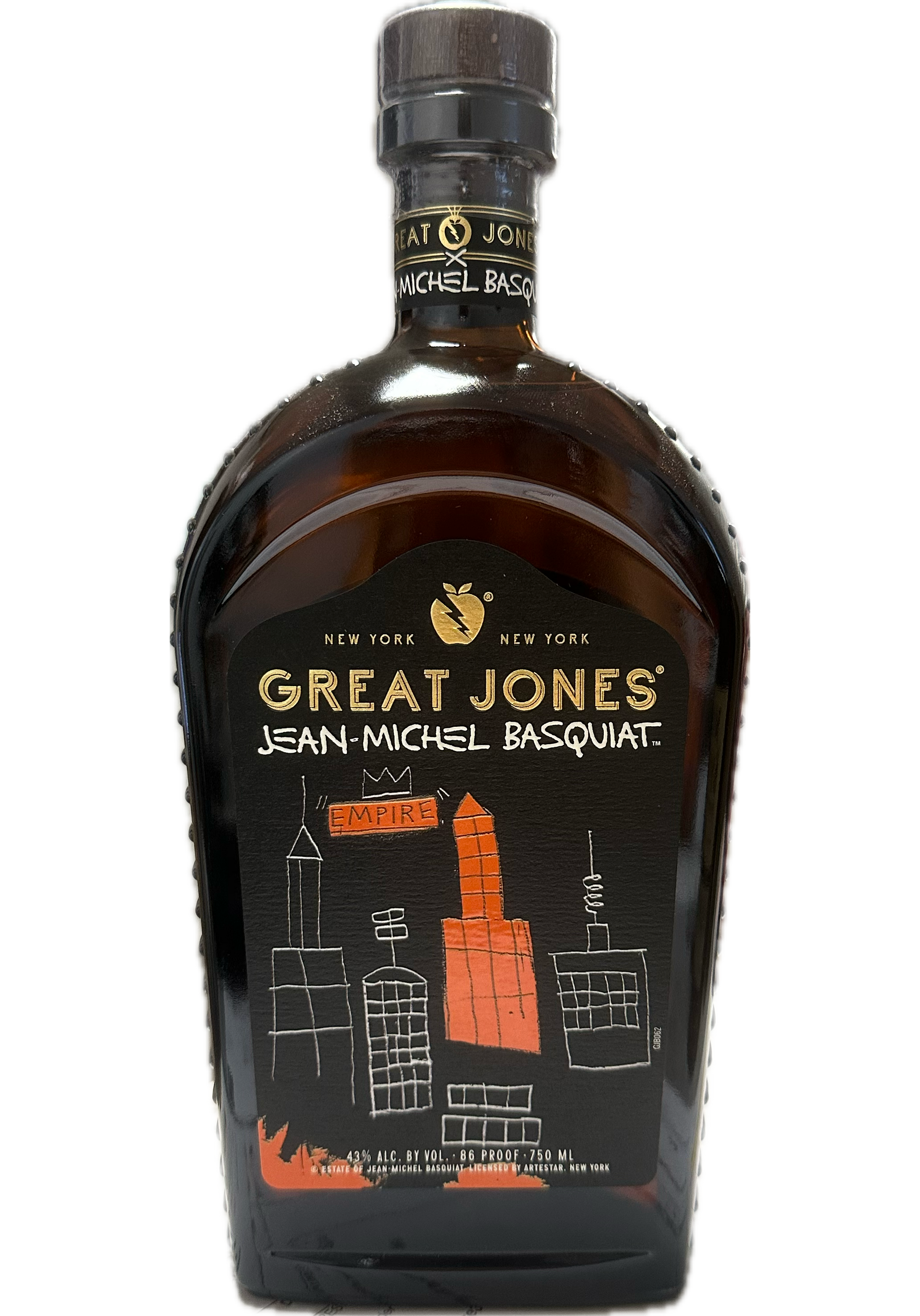 Great Jones Bourbon Straight Basquiat Empire Limited Edition 750ml bottle, featuring Jean-Michel Basquiat artwork, crafted in New York