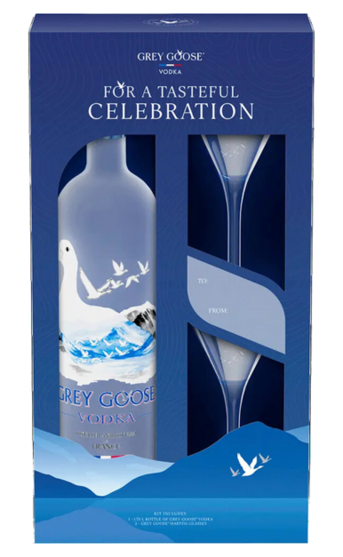 GREY GOOSE VODKA GFT PK W/ GLASSES FRANCE 1.75LI