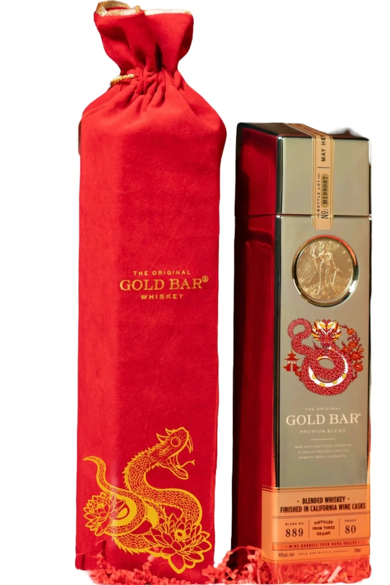 GOLD BAR WHISKEY PREMIUM BARREL LUNAR HORSE NEW YEAR CALIFORNIA 750ML LIQ