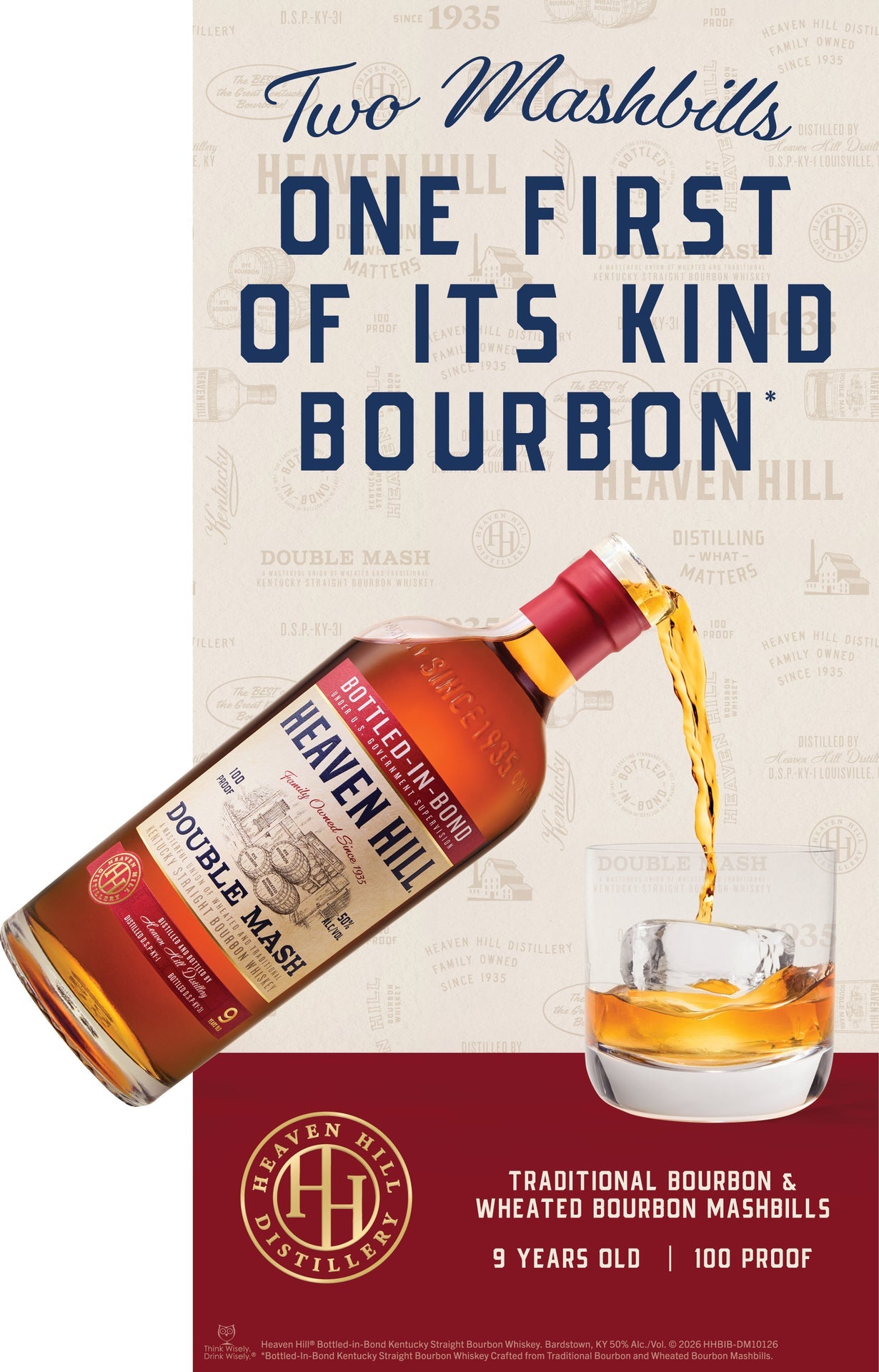 HEAVEN HILL BOURBON BOTTLED IN BOND DOUBLE MASH KENTUCKY 9YR 750ML LIQ