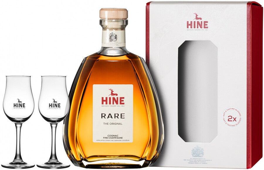 HINE COGNAC V.S.O.P RARE FRANCE GFT PK W/ 2 GLASSES 750ML Spirits